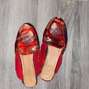 Red Satin Slip on flats